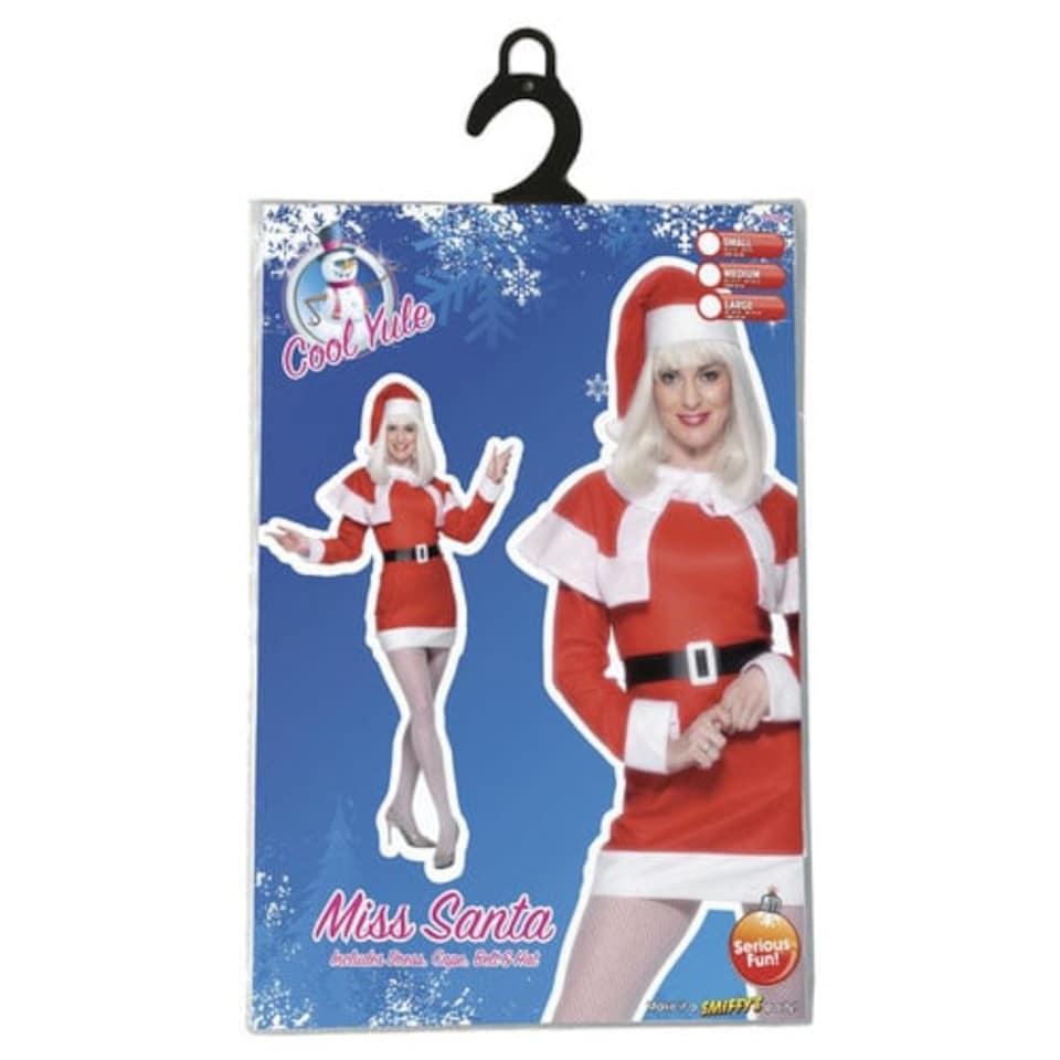 image 1 of Miss Santa Claus Fleece Fancy Dress Costume Ladies Large - UK 16-18 | Red | 16-18