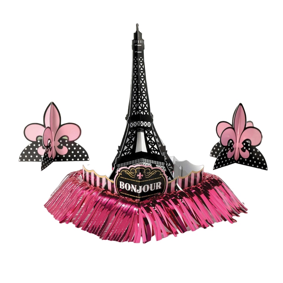 Amscan A Day In Paris Bridal Shower Decorating Kit - Black/Pink - One Size