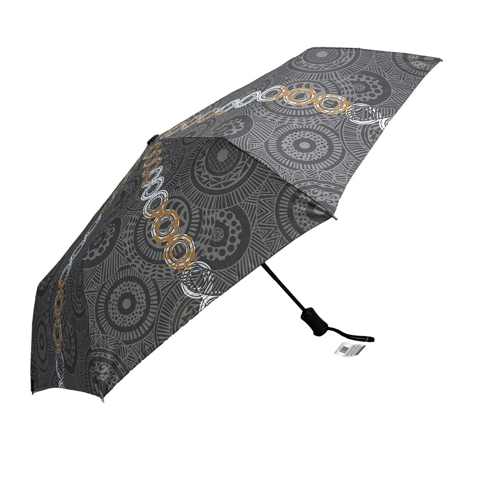 image 1 of Annie Phillips Folding Umbrella Automatic Open Close Circles Grey