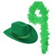 image 1 of Pack of 1 Green Star Studded Cowboy Hat & Feather Boa Green | One Size