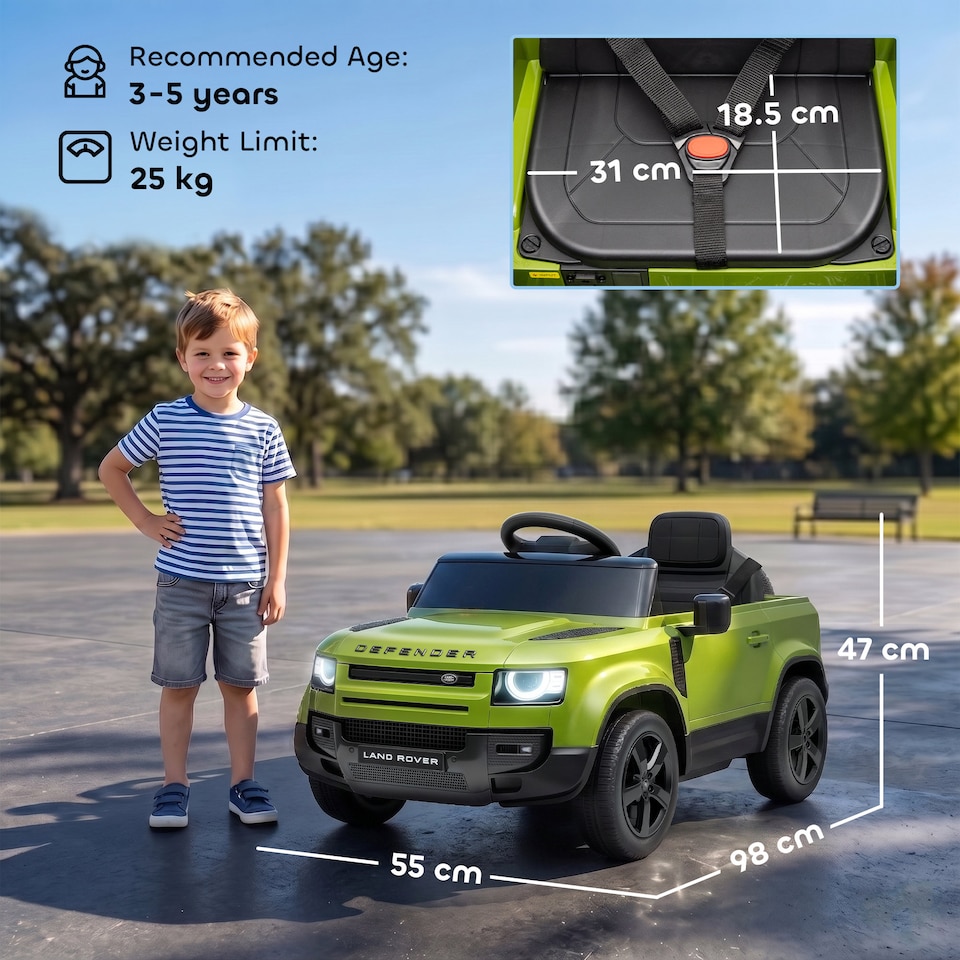 image 1 of AIYAPLAY Land Rover Defender Licensed 12V Kids Ride on Car w/ Remote