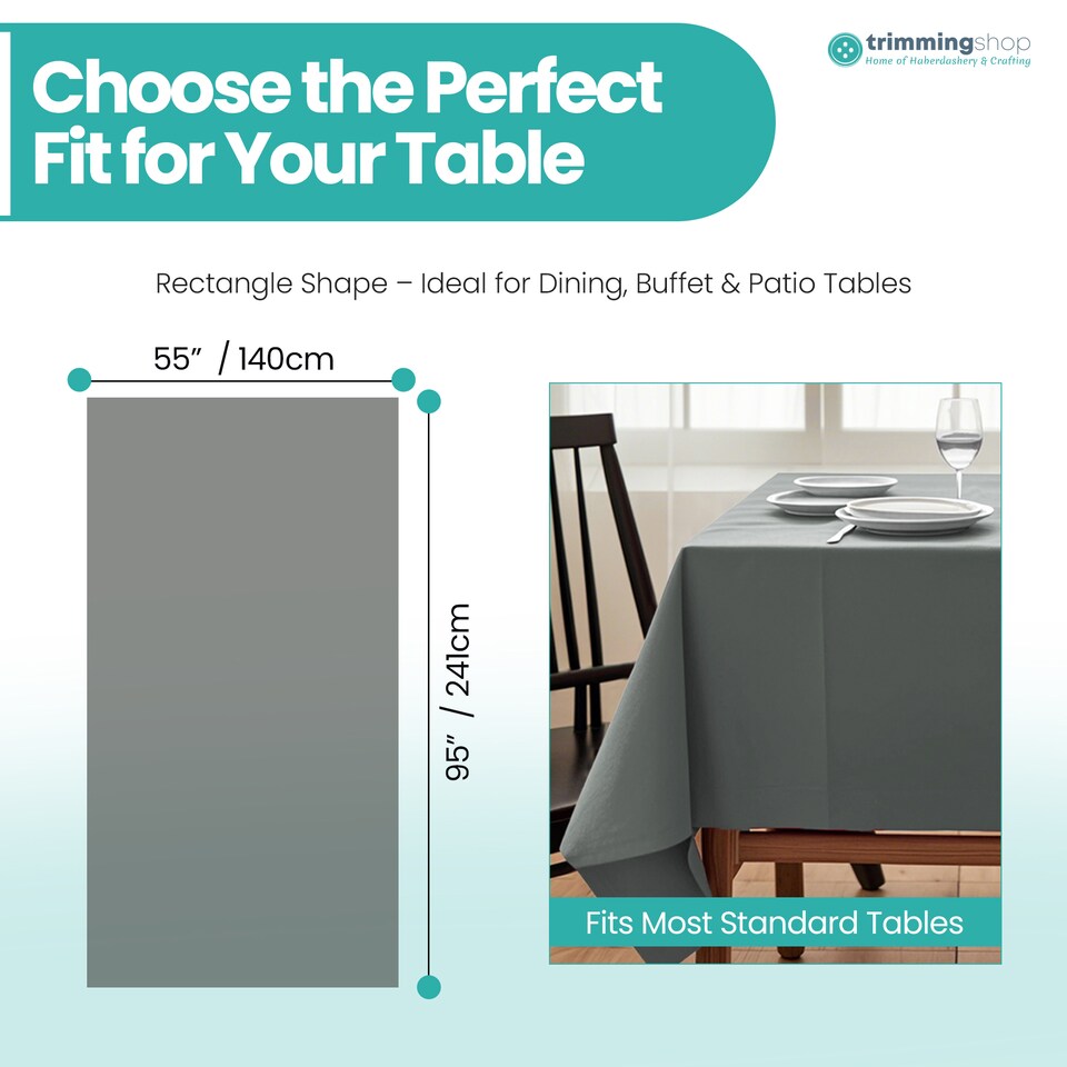 image 1 of Grey Rectangle Wipe Clean Table Cloth, Polyester Table Cover - 55x95 Inch