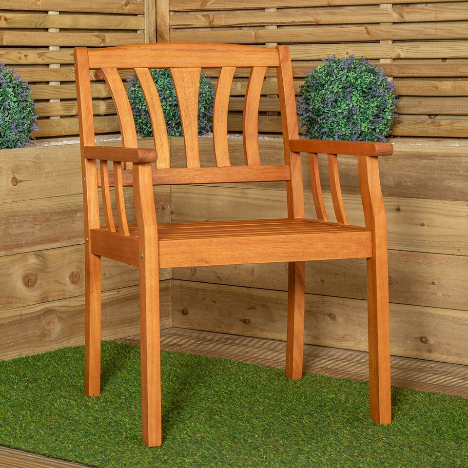 image 1 of Set of 2 Kapalua Outdoor Wooden Garden Slatted Dining Chairs Brown