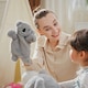 image 8 of HOMCOM Kids Plush Ride-On Rocking Horse Koala-shaped Toy w/ Gloved Doll Grey