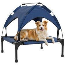 PawHut Cooling Raised Dog Bed w/ Breathable Mesh, for S, M Dogs - Dark Blue