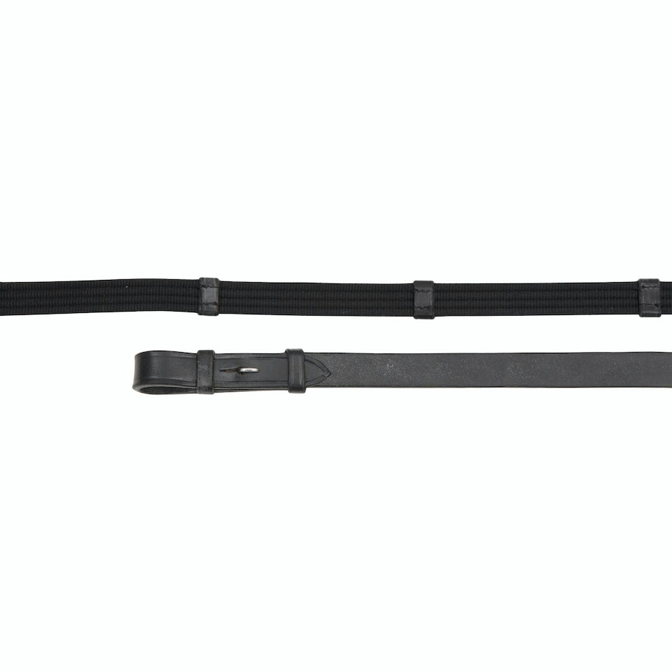 Aviemore Continental Leather Horse Rubber Reins - Black - 54in x 0.63in