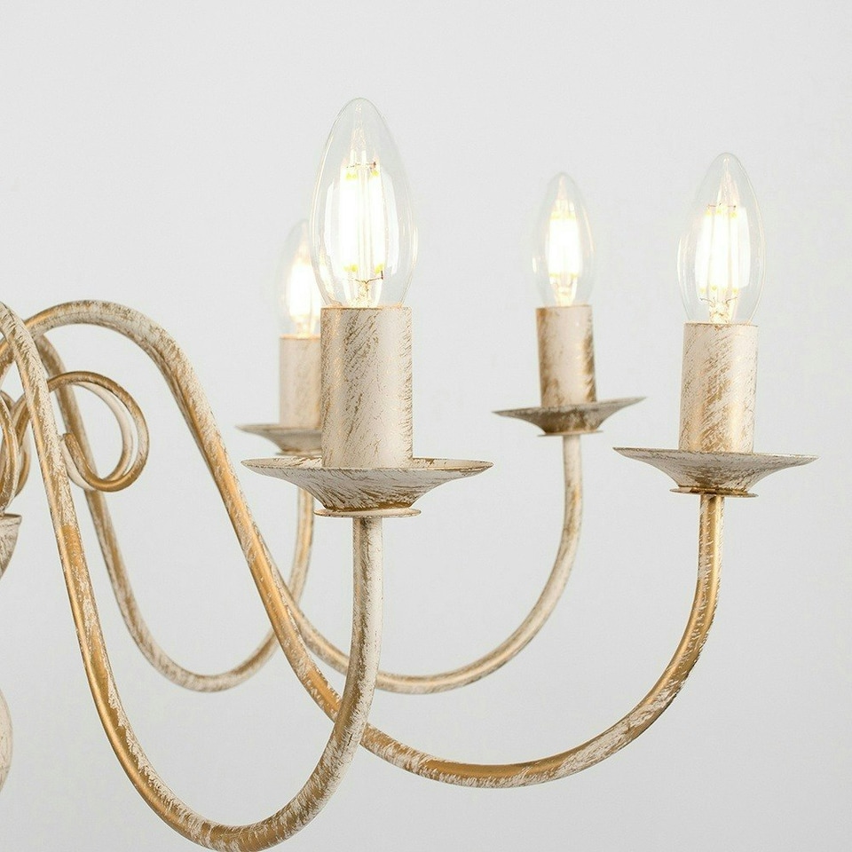 image 1 of ValueLights Gothica 8 Way Distressed Effect Ceiling Light Chandelier & LED Bulbs