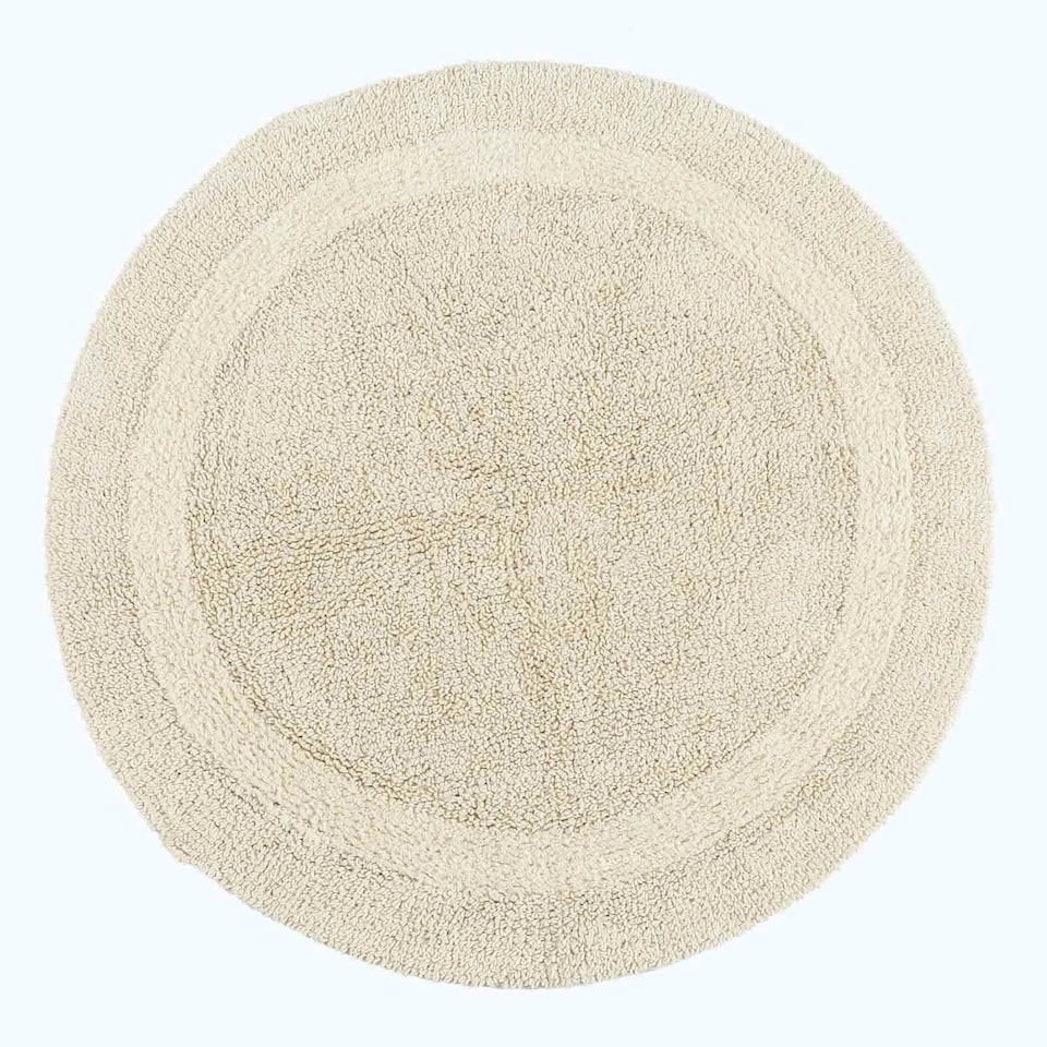 image 1 of Homescapes Luxury Reversible Round Bath Mat - Natural Cream Cream