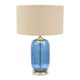 image 1 of ValueLights Leigh Navy Blue and Gold Table Lamp Beige Gold Shade & Bulb | Cream