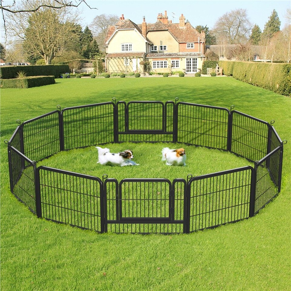 image 1 of Yaheetech 12 Metal Dog Playpen Panels, 80 × 60 cm Black