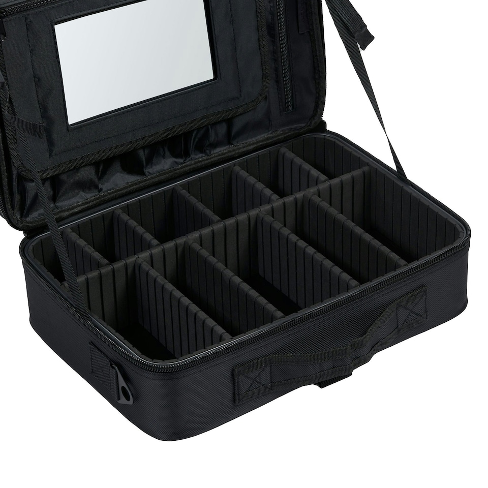 image 1 of Nanshy Travel Makeup Case with Mirror - Professional, Waterproof, Adjustable Compartments