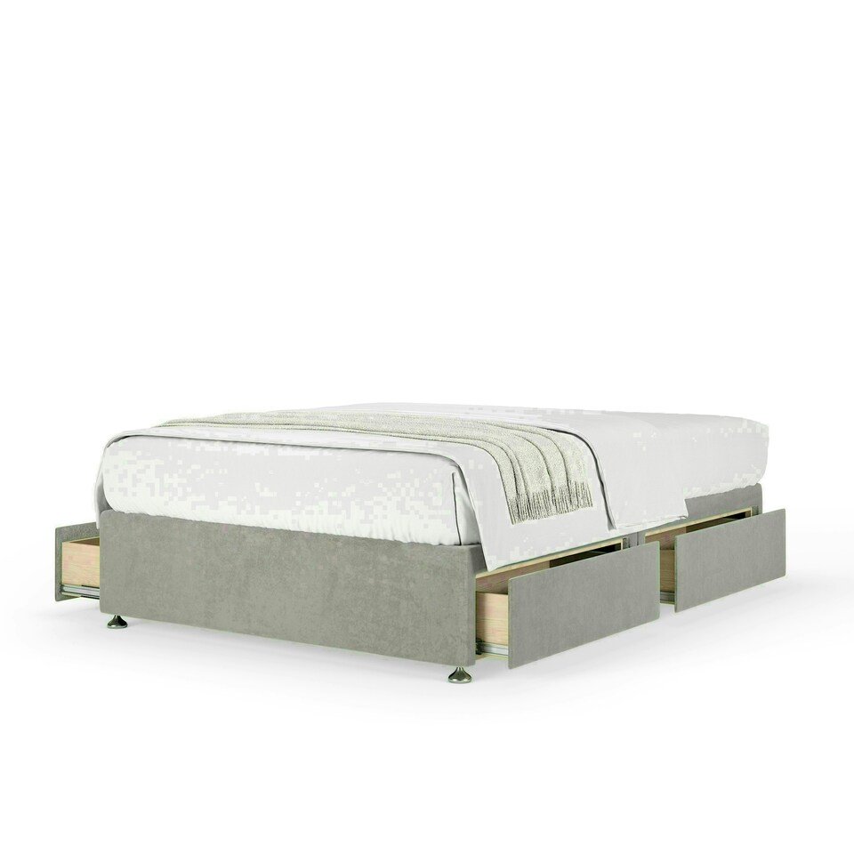 Seal Grey Naples Velvet 4 Drawer Divan Base Double