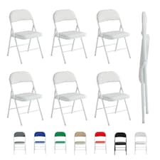 Set of 6 Folding Dining Chairs with Metal Frame and Padded Seats