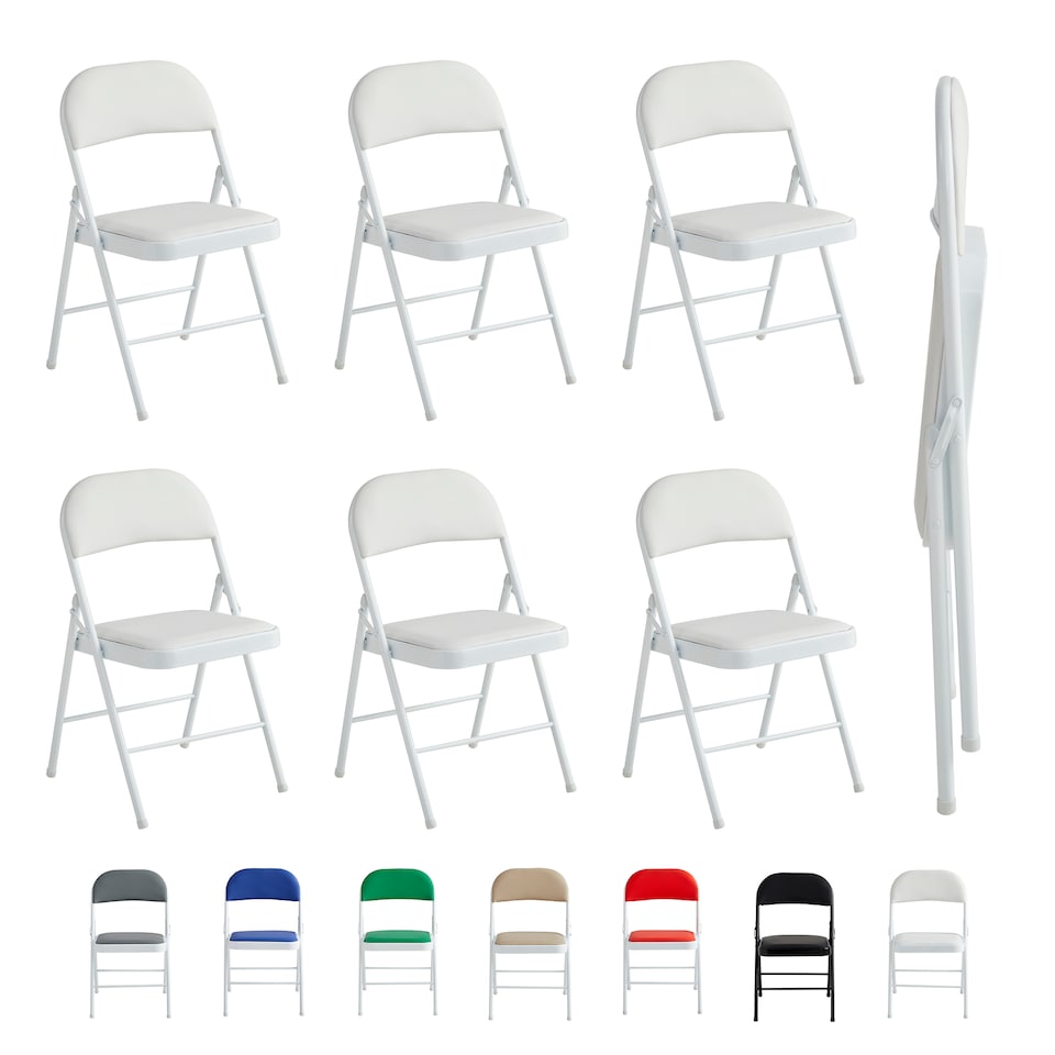 image 1 of Set of 6 Folding Dining Chairs with Metal Frame and Padded Seats
