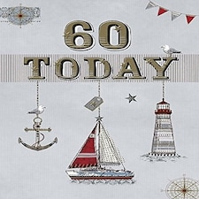 Age 60th 60 Today Sailing Lighthouse Design Happy Birthday Card Lovely Verse