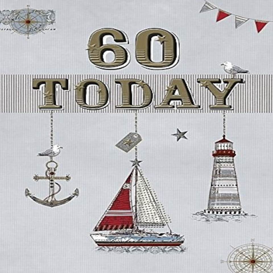 Age 60th 60 Today Sailing Lighthouse Design Happy Birthday Card Lovely Verse
