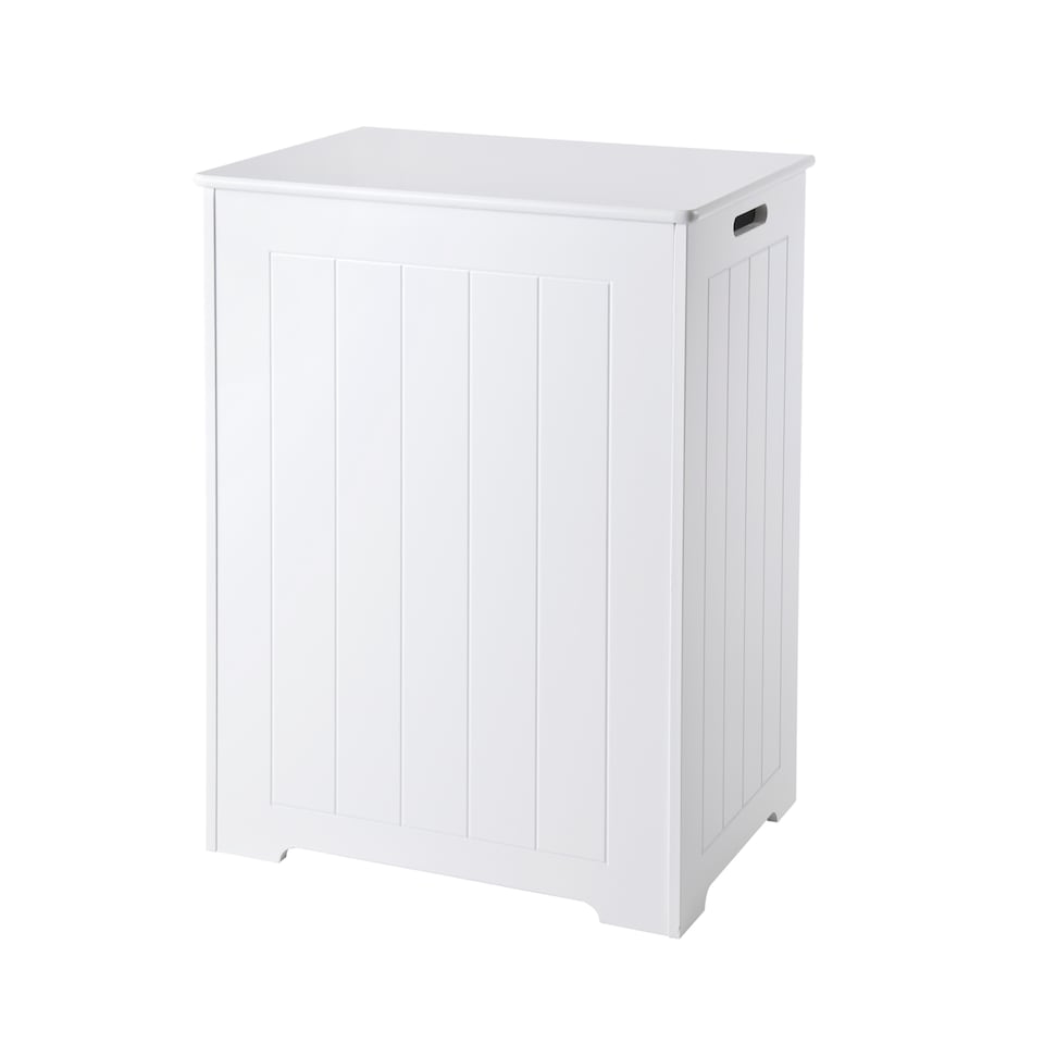 image 1 of Chester Large White Wooden Laundry Bin, Bathroom Storage Chest, Cabinet, Hamper