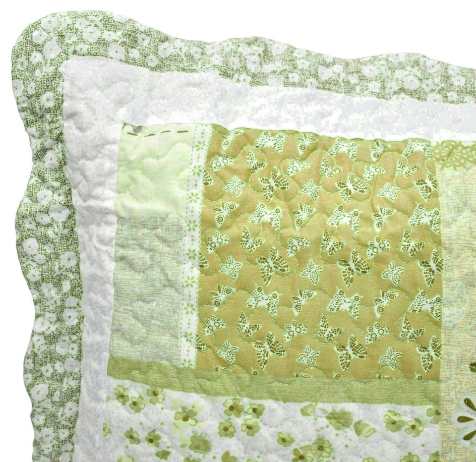 image 1 of Velosso Maya Cotton Blend Quilted Bedspread Set | Cream | Natural | Single