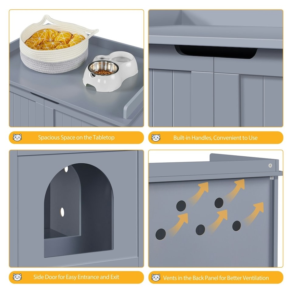 image 1 of Yaheetech Cat Decorative Litter Box Grey | One Size
