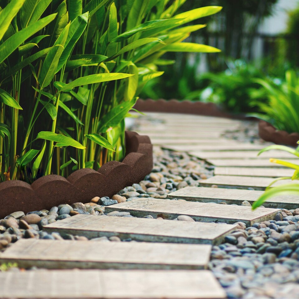 image 1 of Recycled Rubber Scallop Garden Edging Border - Eco Friendly - Brown