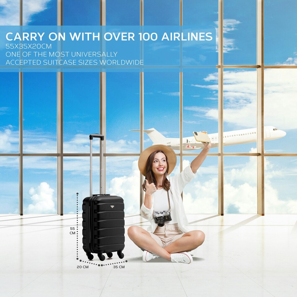 image 1 of 55x35x20cm Carry On Cabin Hard Shell Suitcase - 100+ Airlines Approved Including EasyJet (Paid), British Airways, Ryanair (Priority), TUI Purple | Burgundy | Cabin Bag