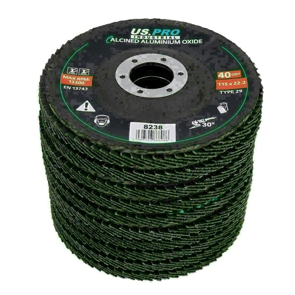 image 1 of 40 Grit Coarse Flap Disc Calcined Sanding Wheels for 4-1/2" Angle Grinders 100pc