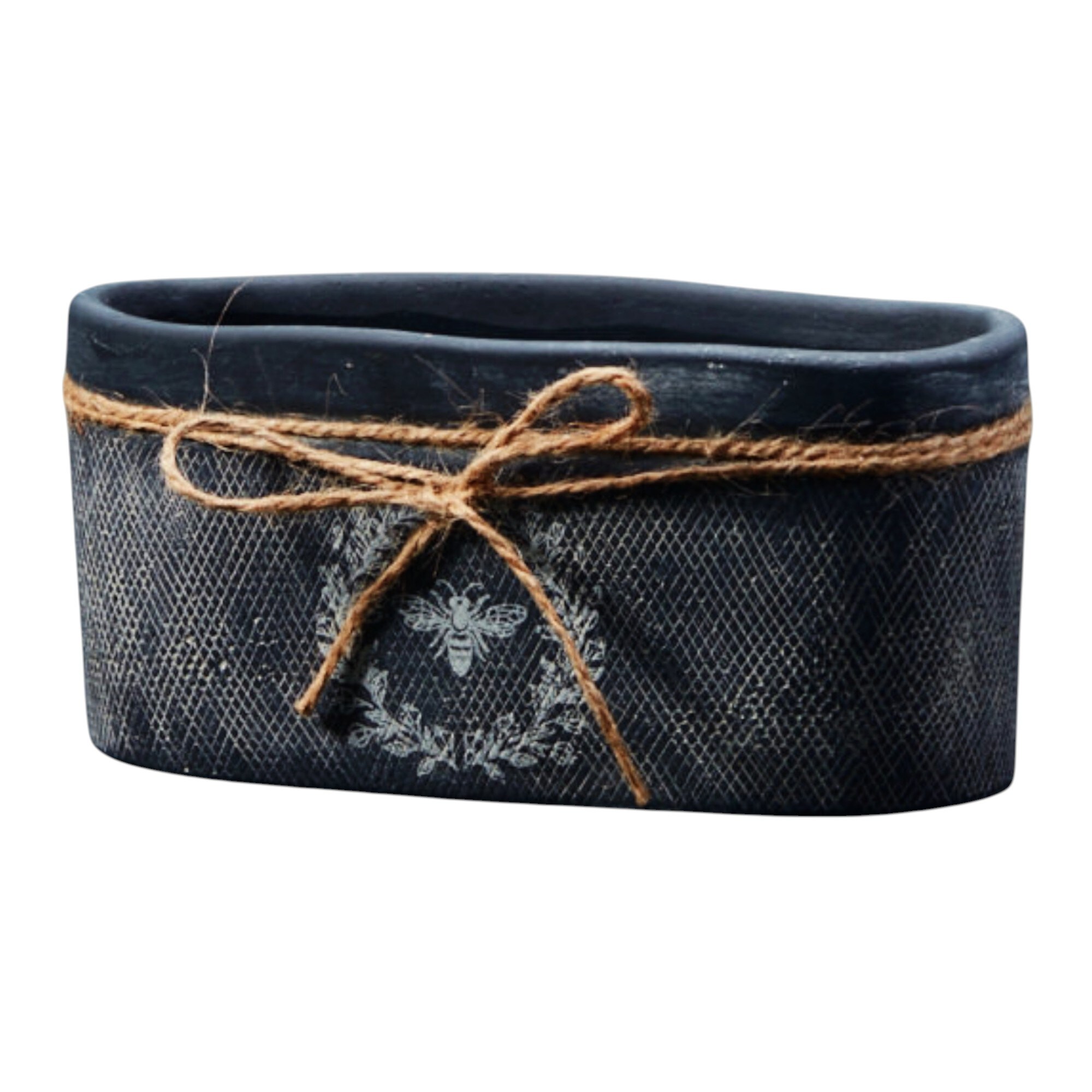 Four Candle Black Bee Trough Plant Pot (W 20 x D 10 x H 10 cm)