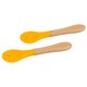 image 1 of Tiny Dining Bamboo Baby Weaning Forks with Silicone Tip - Yellow - Pack of 2