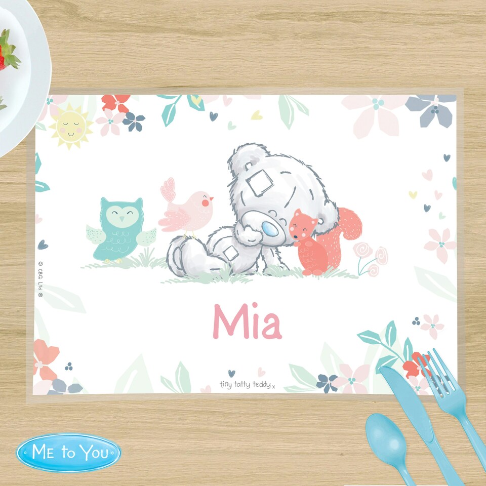 image 1 of Personalised Tiny Tatty Teddy Woodland Animal Placemat