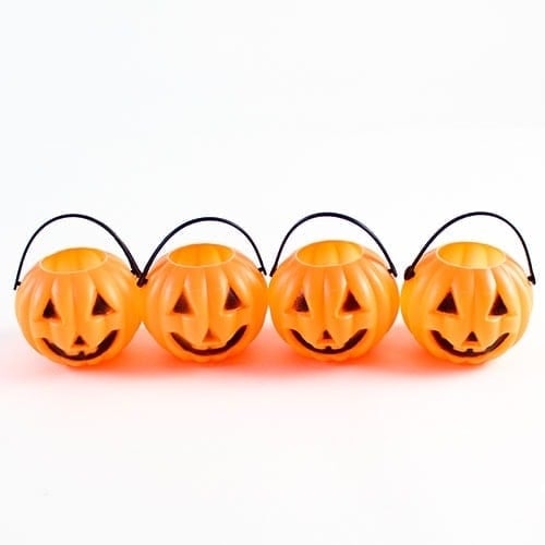 Pumpkin Halloween Plastic Treat Pots - Pack of 4