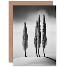 Cypress Trees Snowy Hill Winter Landscape Birthday Card