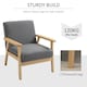 image 5 of HOMCOM Accent Chair with Wood Frame Wide Seat Linen Armchair Grey