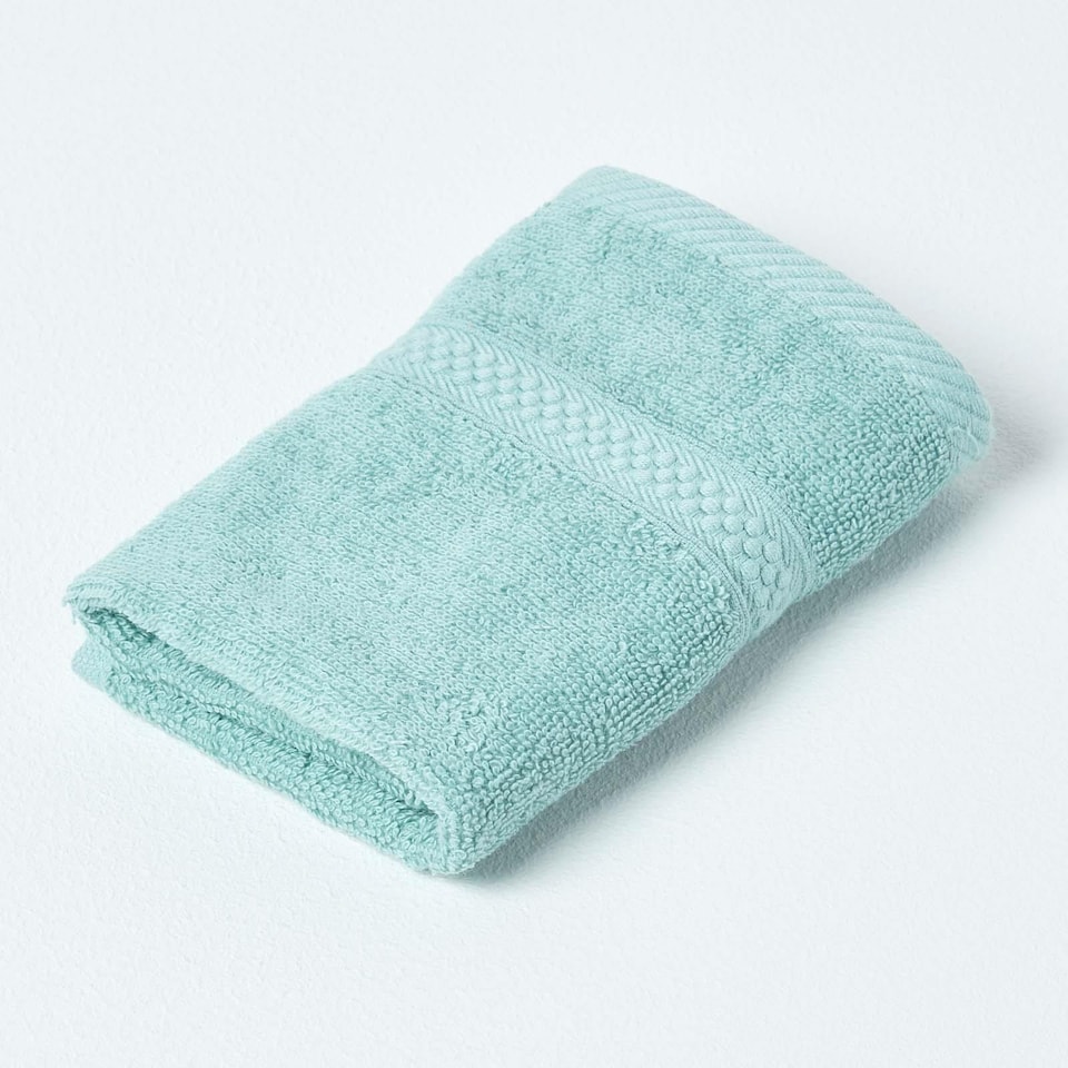 image 1 of Homescapes Turkish Cotton Face Cloth - Set of 6, Sea Green