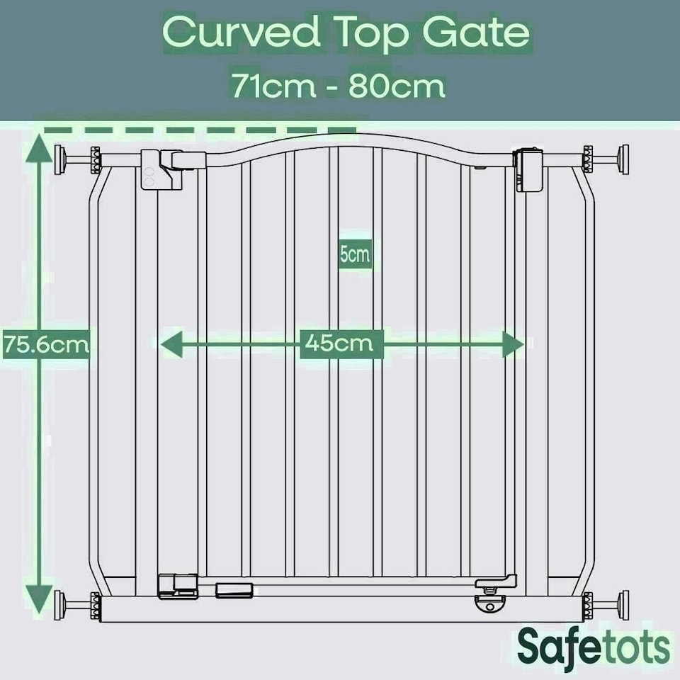 image 1 of Bettacare Curved Top Dog Gate, 71cm - 80cm, Matt Grey, Pressure Fit Pet Gate for Dog and Puppy, Pet and Dog Barrier