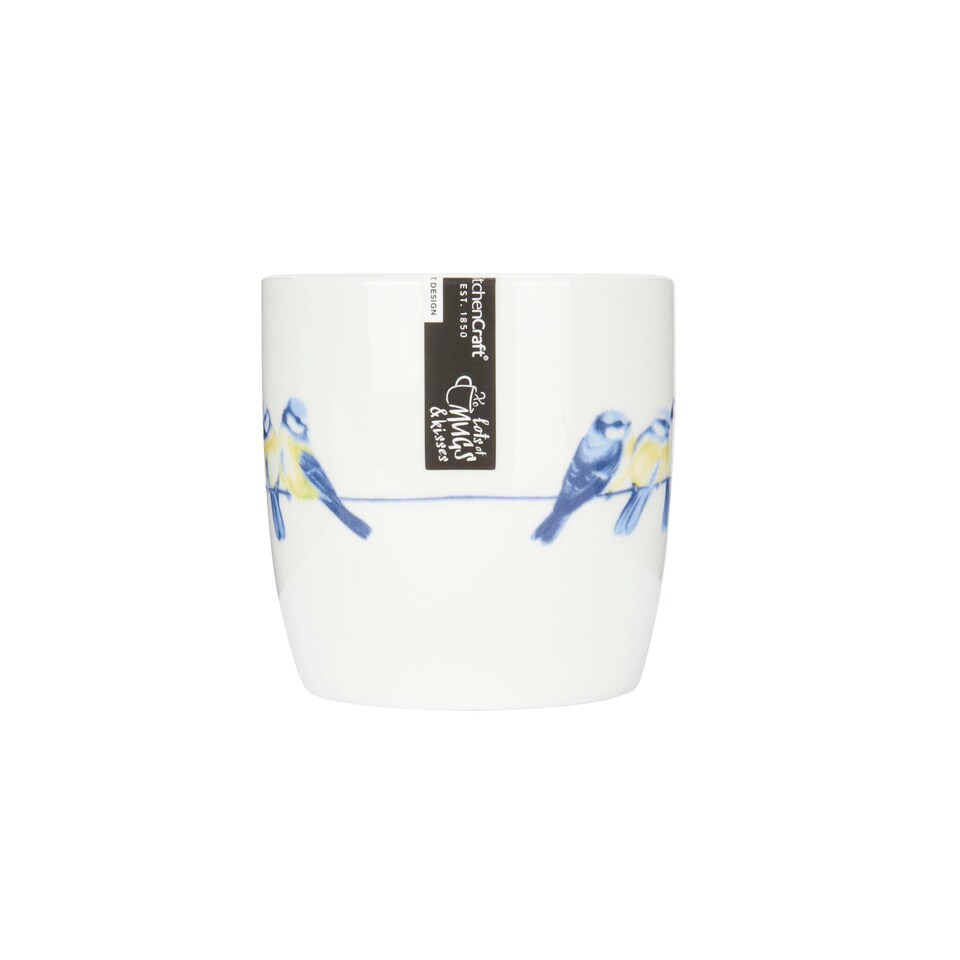 image 1 of KitchenCraft China 425ml British Birds Line Shaped Mug White
