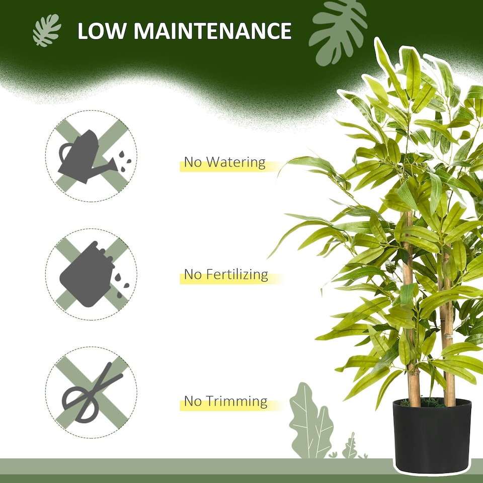 image 1 of HOMCOM Potted Artificial Plants Bamboo Tree for Desk Indoor , 60cm