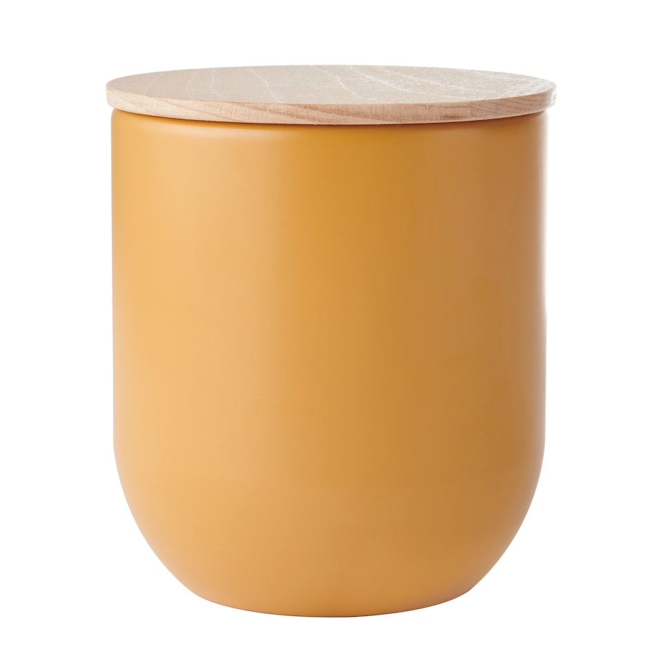 image 1 of KitchenCraft Kitchen Canister Yellow Stoneware 9x10cm
