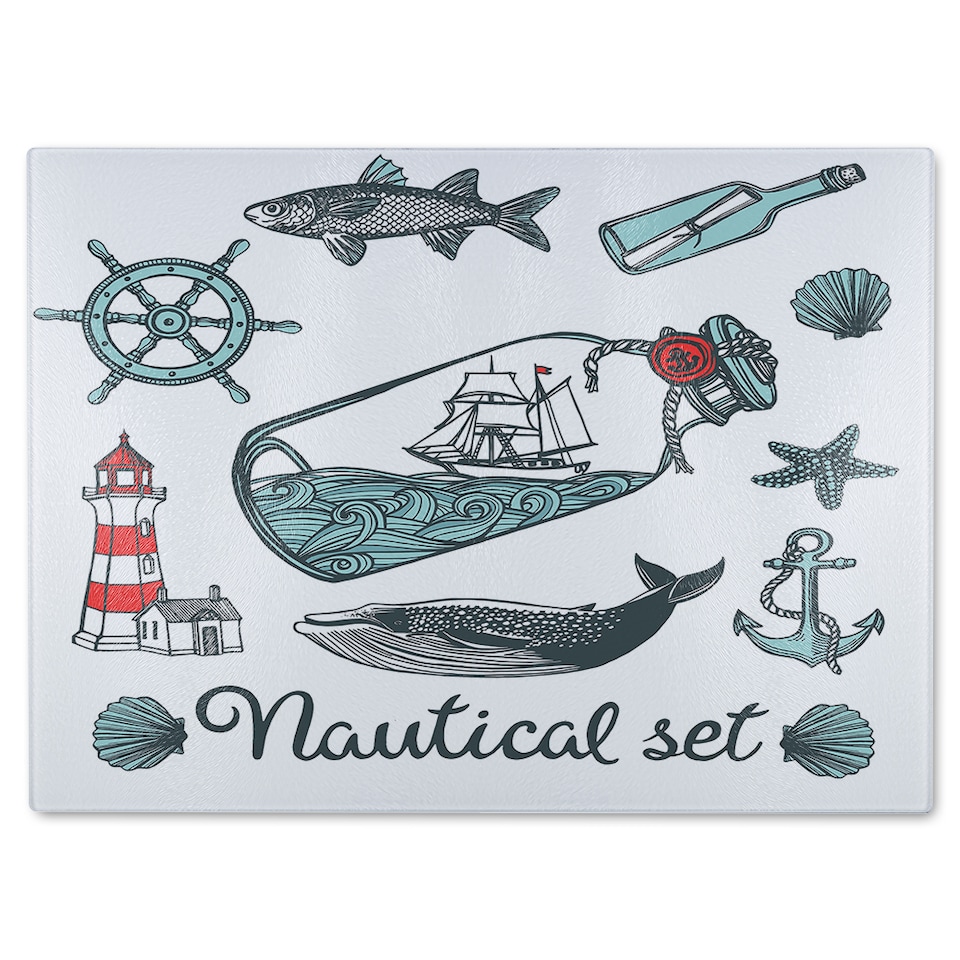 image 1 of Nauticle Items Glass Chopping Board | Multi