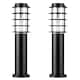 image 1 of ValueLights Wharf Pair Black Outdoor Bollard Light Warm White Bulb