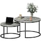 image 1 of HOMCOM 2 Pcs Stacking Coffee Table Set Steel Frame Marble-Effect Top Foot Pads | Grey | 78.5x78.5x46.5