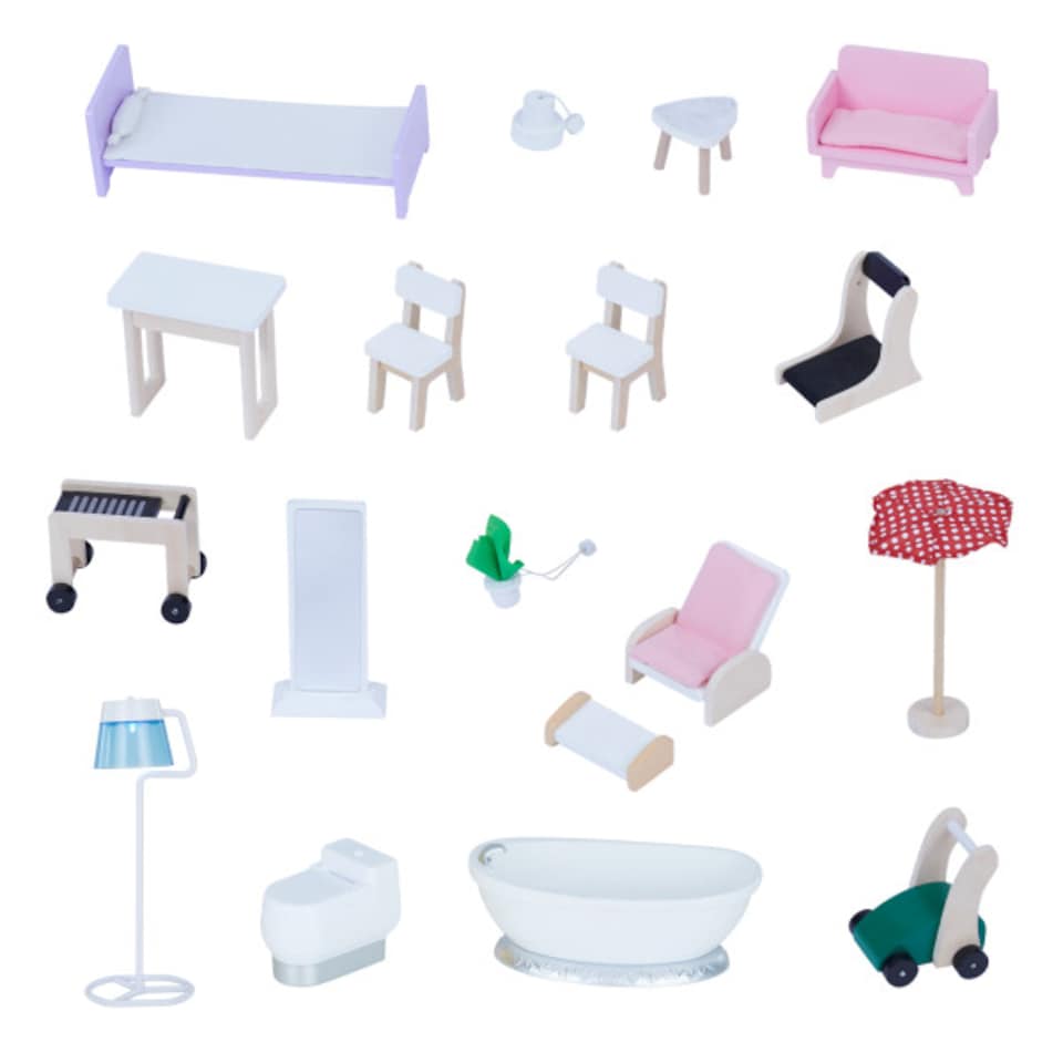 image 1 of Teamson Kids Wooden Mansion 3 Storey Doll House for 12" Dolls, Dollhouse