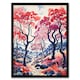 image 1 of Autumn Trees Countryside Landscape Pink Black Framed Wall Art Print A4