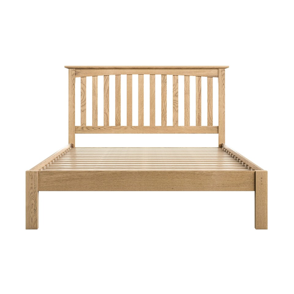 image 1 of Dunkeld Solid Wooden Oak Low Footboard Shaker Style Bed Frame (Double) | Brown | Oak | Double