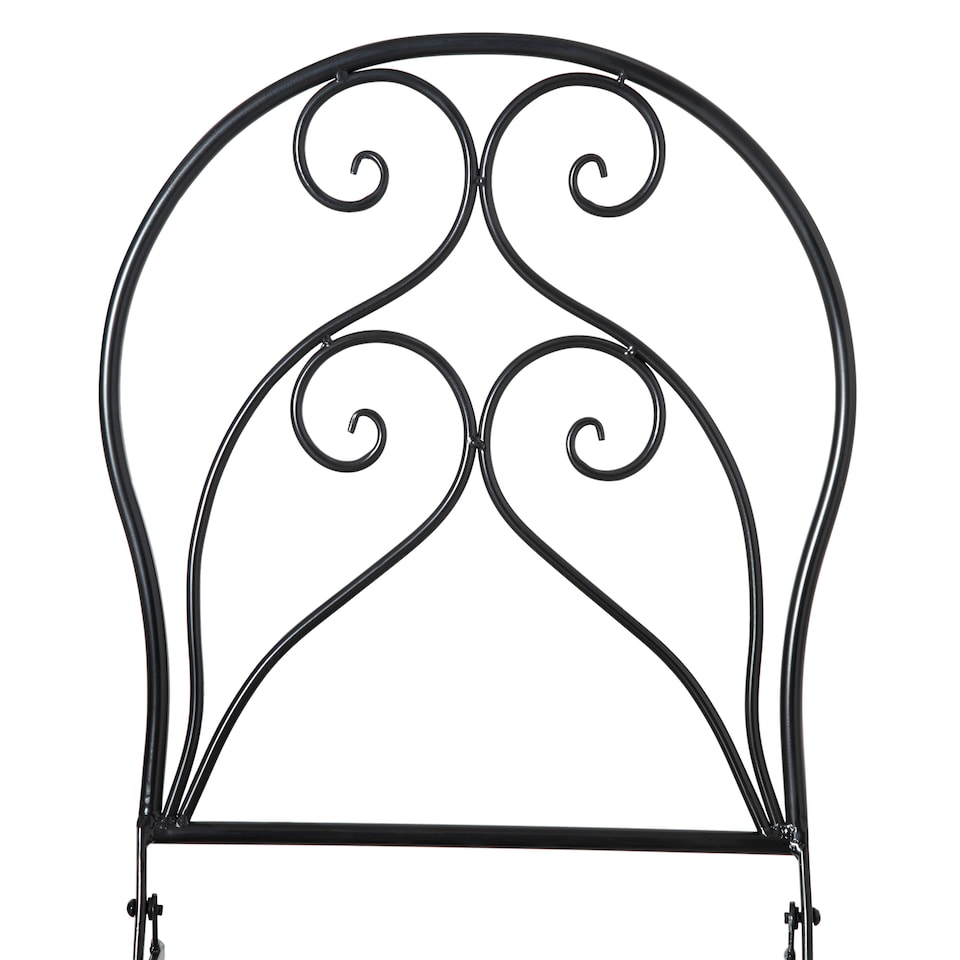 image 1 of Outsunny 3 Pieces Garden Bistro Set with Coffee Table and 2 Folding Single Chairs, Mosaic Garden Table Top and Seats, Metal Frame, for Patio Balcony, Black