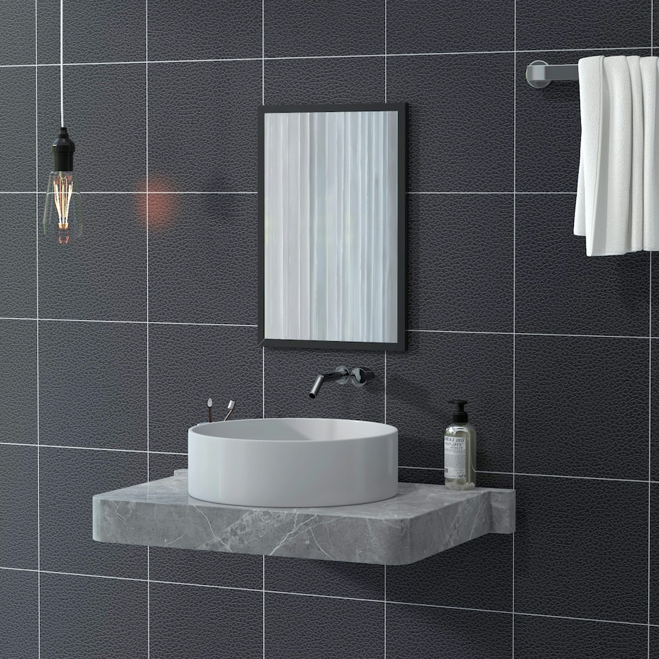image 1 of HOMCOM 60x40cm Wall Bathroom Mirror for Home Decor, Vanity Mirror, Black