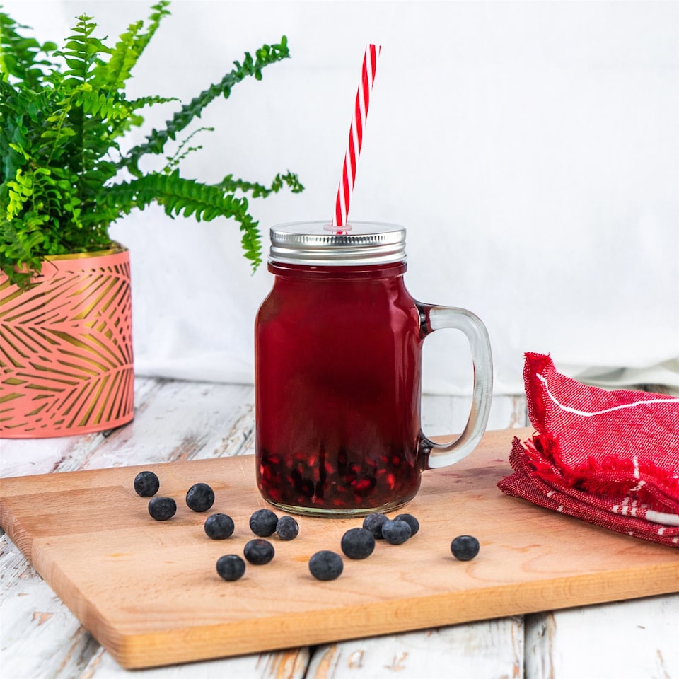 image 1 of Rink Drink Mason Drinking Jar Glasses with Straws - 620ml - Pack of 4 | Clear | Clear