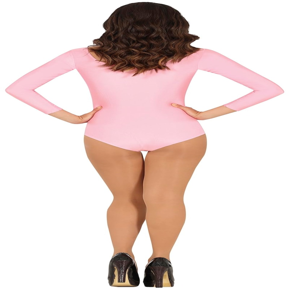 image 1 of Fancy Dress Adult Long Sleeve Pink Leotard - L