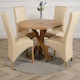 image 2 of Oregon Round Oak Dining Table with Lola Leather Chairs Cream