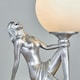 image 1 of ValueLights Matt Silver Art Deco Table Lamp With White Opal Glass Globe Shade
