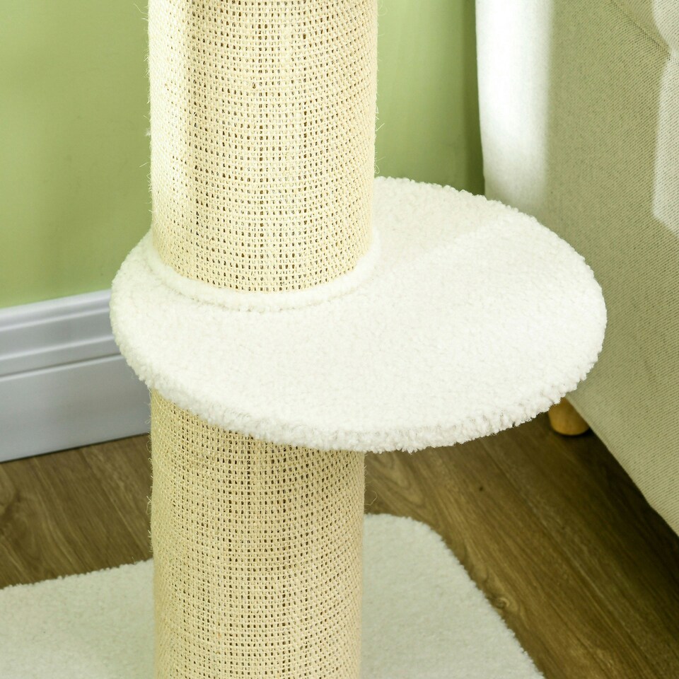 image 1 of PawHut 91cm Scratching Posts Cat Tree Activity Centre for Indoor Cats Cream